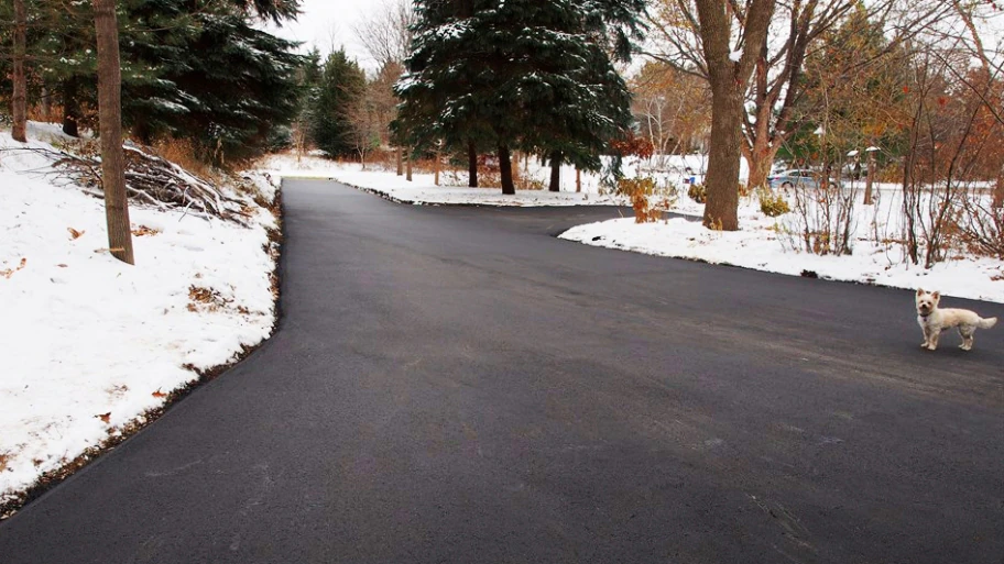 cleared driveway with snow